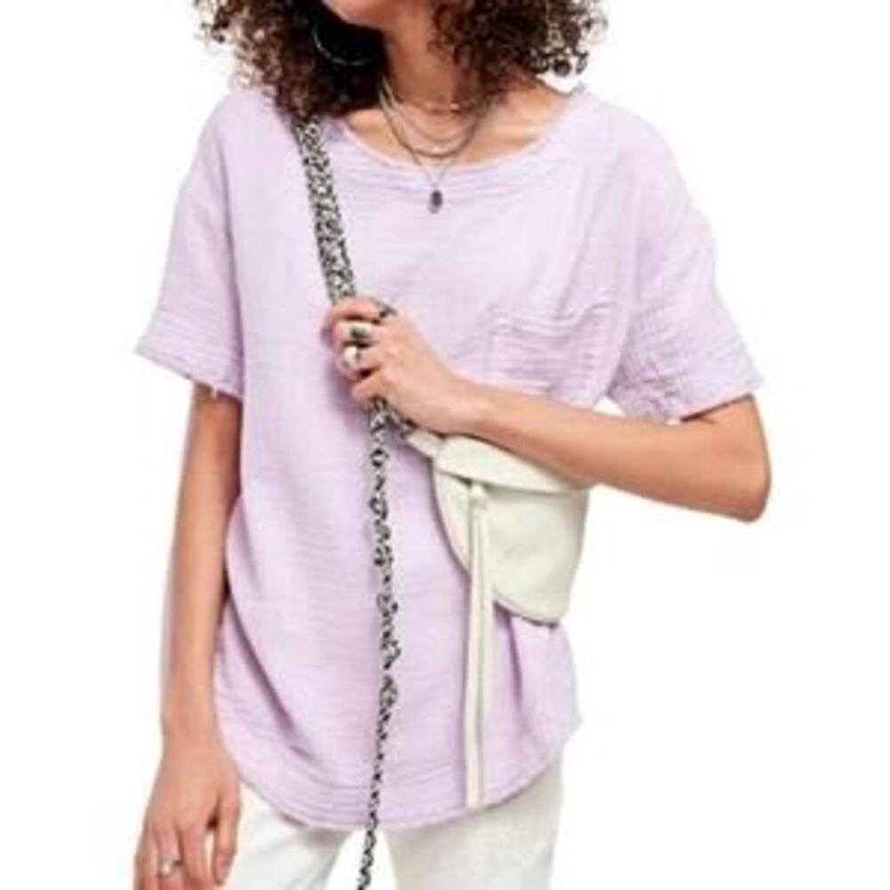Free People Palo Alto Pure Cotton Oversized Flowing Gauzy Blouse In Magical